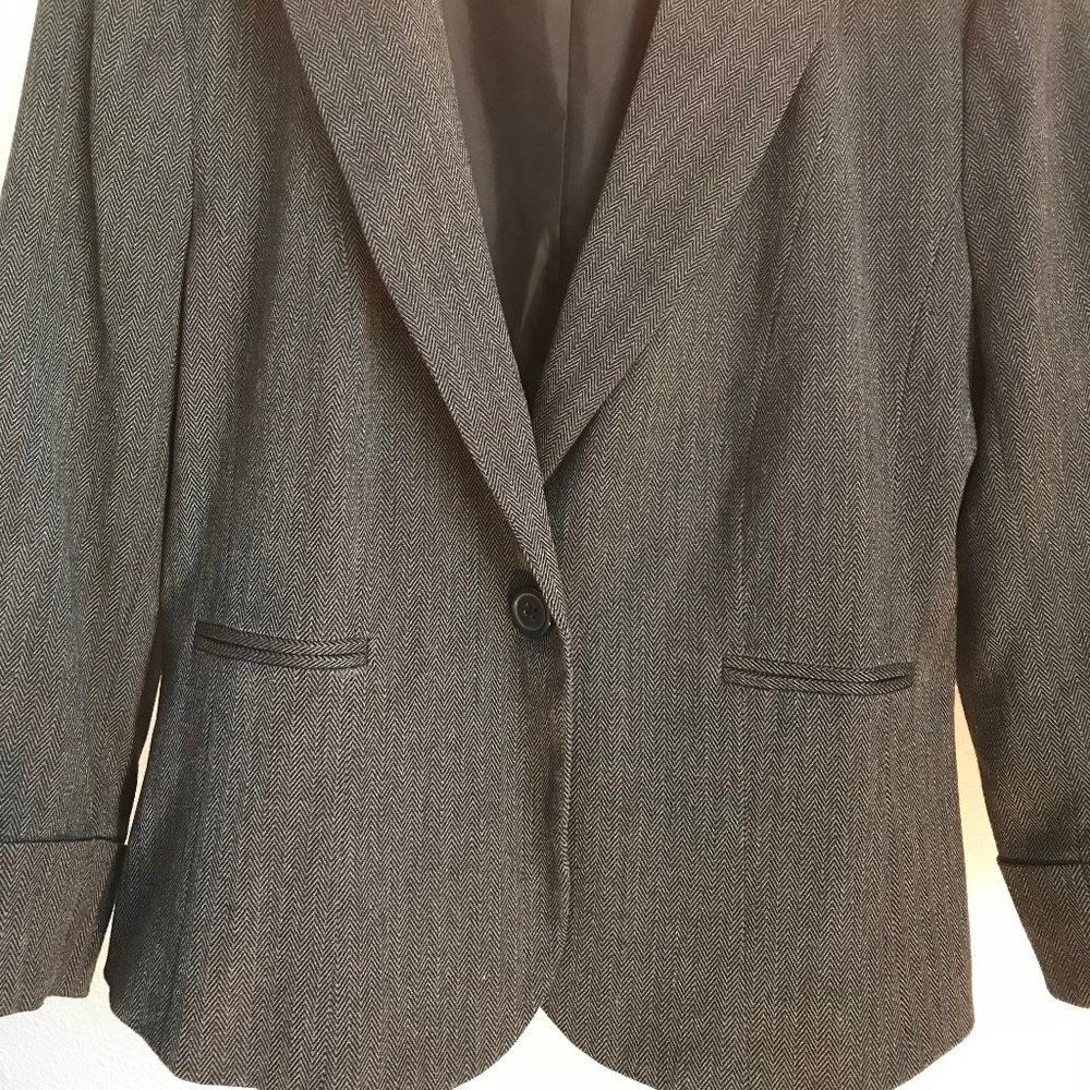 Loft Modern Gray Herringbone Blazer